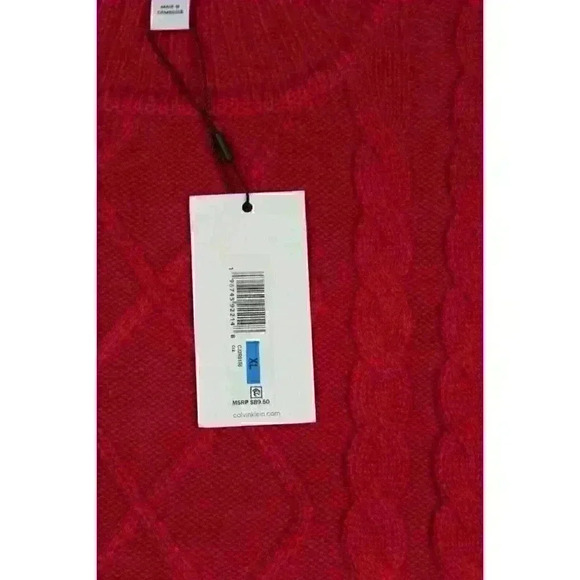 NEW! Calvin Klein Women's XL Cable-Knit Pullover Sweater In Red NWT $89.50 - Picture 3 of 3